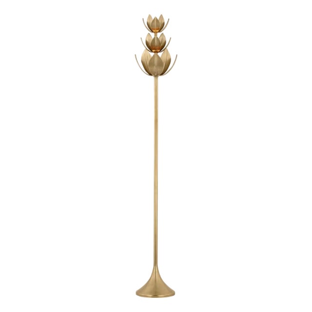 Julie Neill by Visual Comfort Signature Alberto 70" Floor Torchiere in Antique-Burnished Brass For Sale