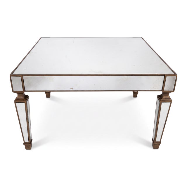Hollywood Regency Mid-Century Hollywood Regency Italian Giltwood & Mirror Coffee Table For Sale - Image 3 of 6