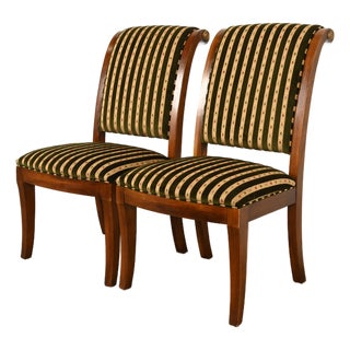 Henredon French Empire Carved Mahogany Side Chairs or Dining Chairs, Pair For Sale