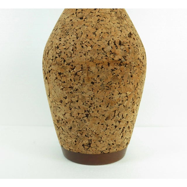 Brown 1960s Vintage Oversized Walnut and Cork Lamp With Shade For Sale - Image 8 of 11