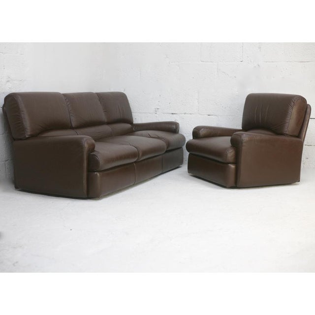 Set of French Three Seater Sofa and Armchair in Leather from Steiner, 1970 For Sale - Image 9 of 18
