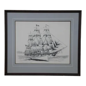 The Whaler Charles W. Morgan Nautical Maritime Lithograph Print Fowler 26"