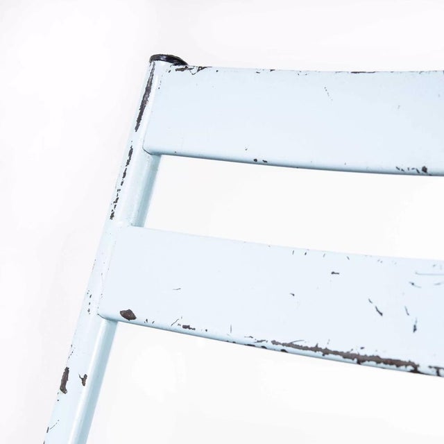 1950s French Sky Blue Metal Stacking Outdoor Chairs from Tolix, 1950s, Set of 6 For Sale - Image 5 of 9