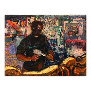Donald Roy Purdy, Coney Island Carousel Carver 'Woodworker' , Large Oil Painting For Sale