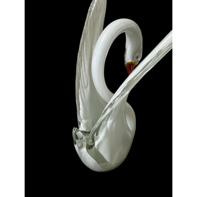 Seguso Rare Vintage Seguso Murano Glass Swan Sculpture – Mid-Century Italian Glass Art For Sale - Image 4 of 5