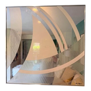 1973 Geometric Op-Art Mirror Paula F. Dreisinani for Greg Copelamd Studios For Sale