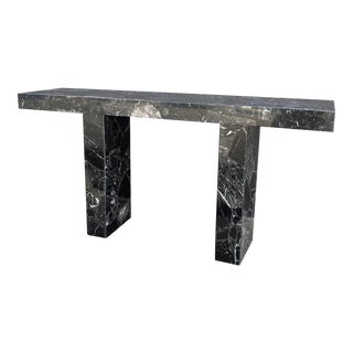 1980s Postmodern Solid Marble Plinth Console Table For Sale