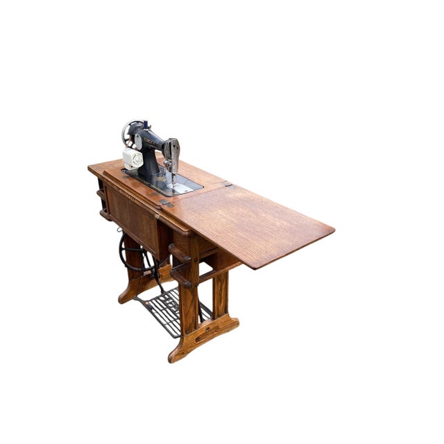 1950s Vintage Singer Treadle Sewing Machine, 1950 For Sale - Image 5 of 14