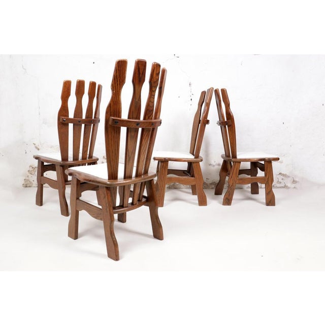 Mid-Century Brutalist Oak Dining Room Chairs, 1960s, Set of 4 For Sale - Image 6 of 18