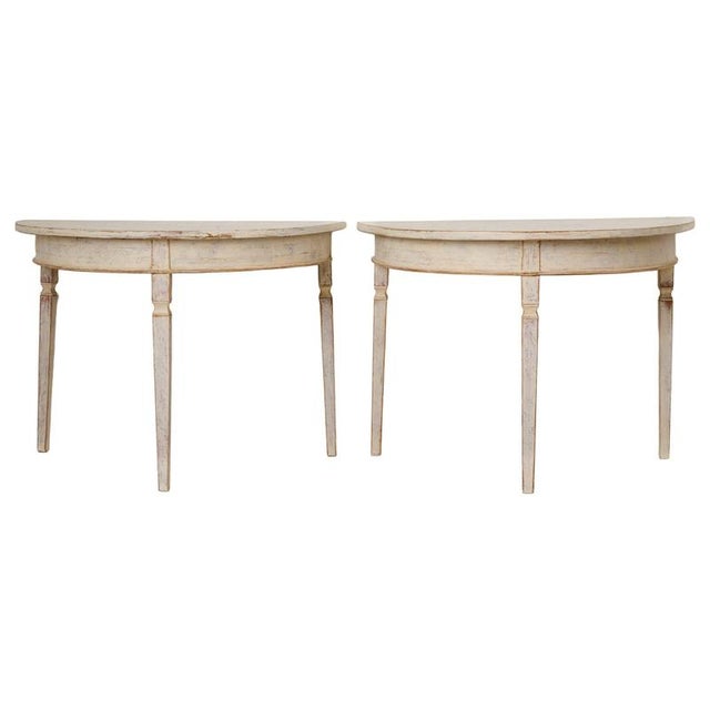 Antique Swedish Neoclassical Demi-Lune Tables, Set of 2 For Sale - Image 12 of 12