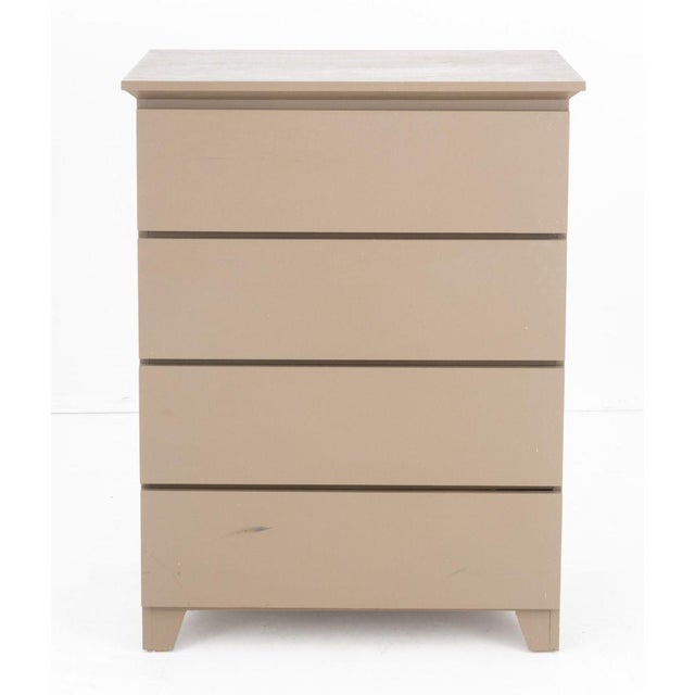 Modern Beige Painted Wood Chest of Four Drawers, unmarked. 41.75" H x 32" W x 17.5" D. Provenance: From a Long Island Estate.