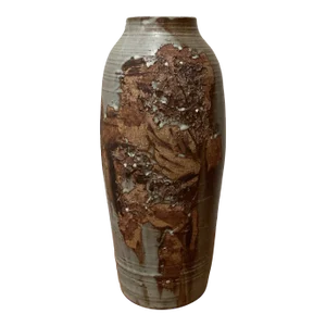 Vintage Stoneware Vase With Abstract Decoration Signed 1970