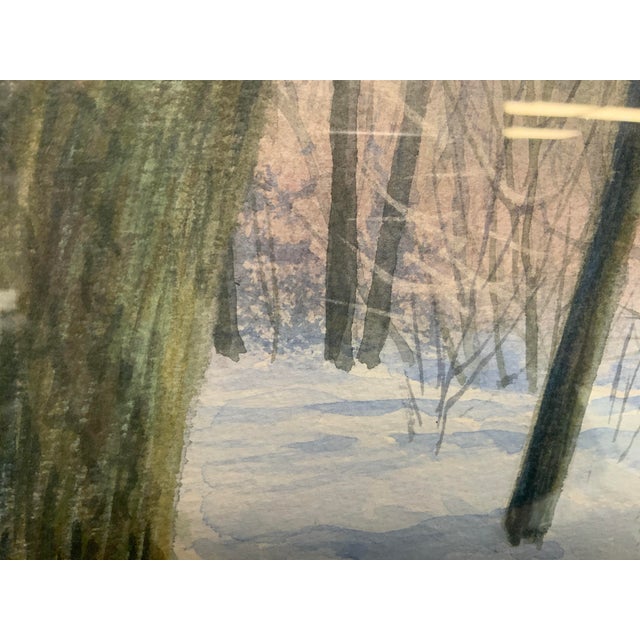 1980’s Winter Scene Watercolor by Charles McCaughtry For Sale - Image 10 of 12
