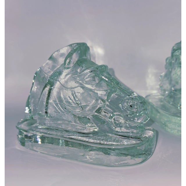 Glass Mid 20th Century Pittsburgh Corning Mid-Century Modern Glass Bookends- Set of 2 For Sale - Image 7 of 12