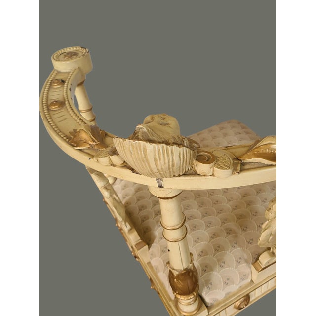 Antique Italian Renascence Arm Corner Chair Carved Figural Dragon Painted For Sale - Image 11 of 18