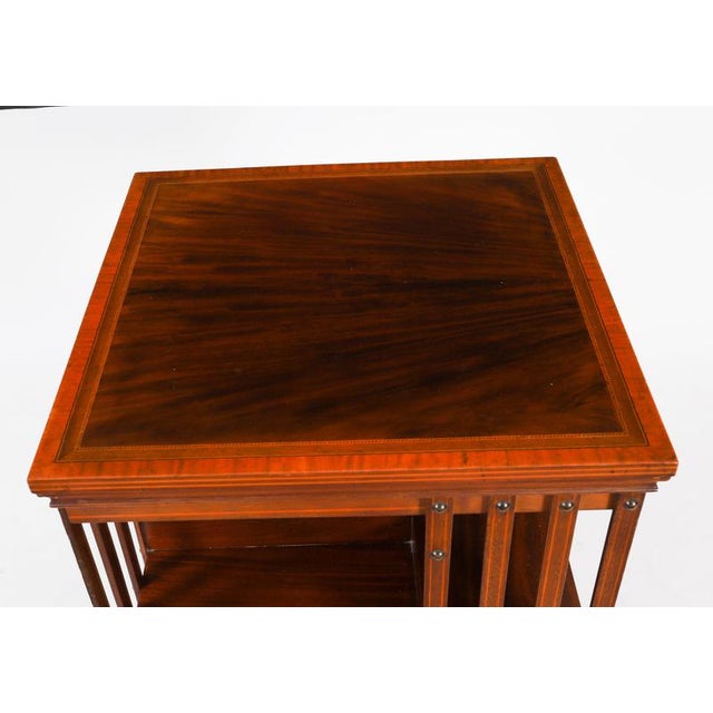 Antique Edwardian Flame Mahogany Revolving Bookcase, Early 20th Century For Sale - Image 4 of 10