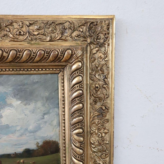 V. Bussolino, Landscape with Flock, Oil Painting on Board, 19th Century, Framed For Sale - Image 9 of 13