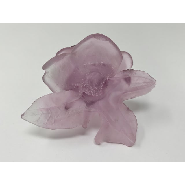 Daum France Rose Passion Pâte De Verre Crystal Rose Paperweight, 1990s For Sale - Image 12 of 15