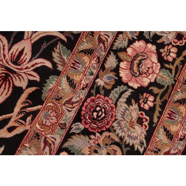 1990s Floral 1990's Pak-Persian Black/Brown Wool Rug - 8'2'' X 10'3'' For Sale - Image 5 of 9
