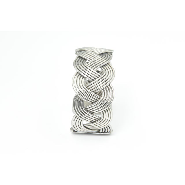 Wide Iron Woven Braid Cuff Bracelet For Sale - Image 4 of 12