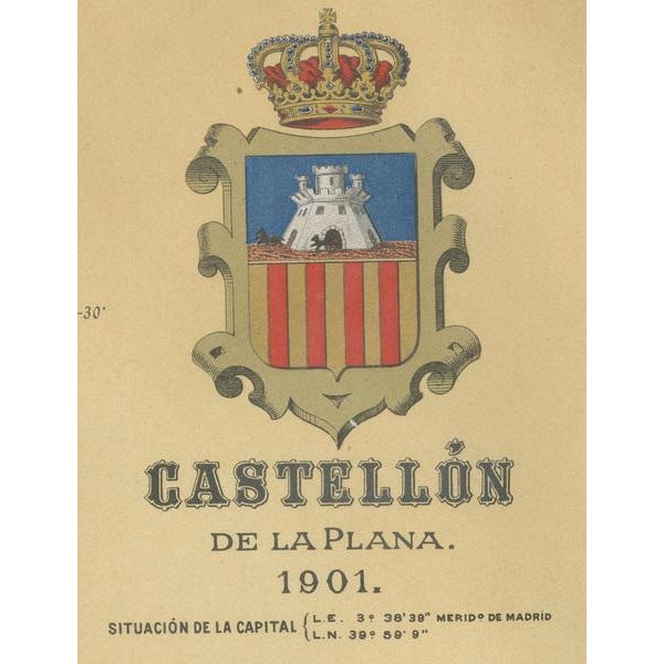 1900 - 1909 Cartographic Perspective of the Valencian Coast, 1901 For Sale - Image 5 of 6