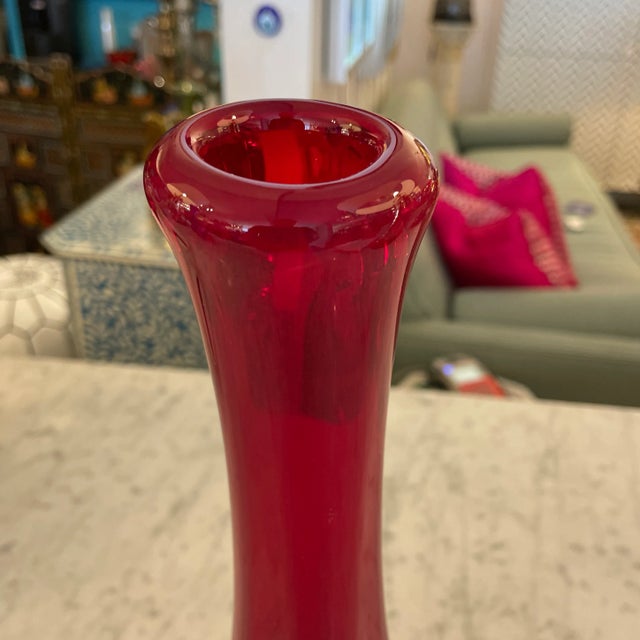 Geoffrey Baxter Ruby Red Glass Beak Vase for Whitefriars England For Sale - Image 10 of 13