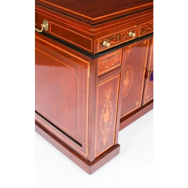 Antique Victorian Inlaid Mahogany Architects Desk from Edwards & Roberts, 1800s For Sale - Image 10 of 18