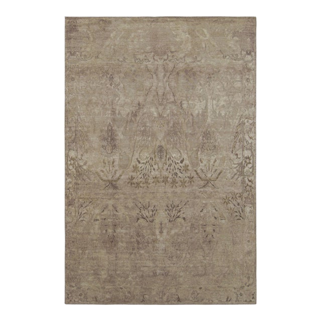 Rug & Kilim’s Persian Style Rug in Creamy Pink and Beige With Floral Patterns For Sale