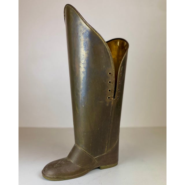 Brass Boot Umbrella Stand in the style of Mecap, Belgium, 1930s For Sale - Image 6 of 16