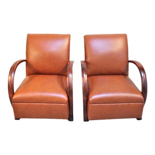 Mid 20th Century French Loop Leather Armchairs For Sale
