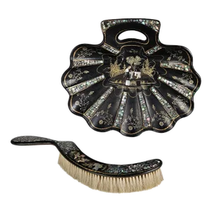 Early 19th Century Victorian Crumber & Brush Mother of Pearl Inlay Papier Mache