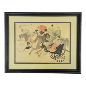 Japanese Takeuchi Keishū Woodblock Print With European, Framed