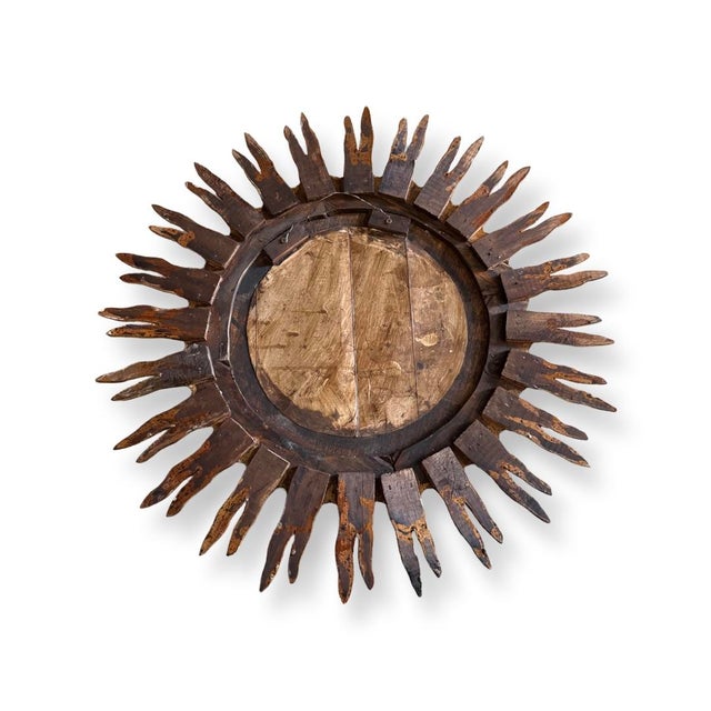 Antique Italian Gilded Wood Sunburst Mirror.