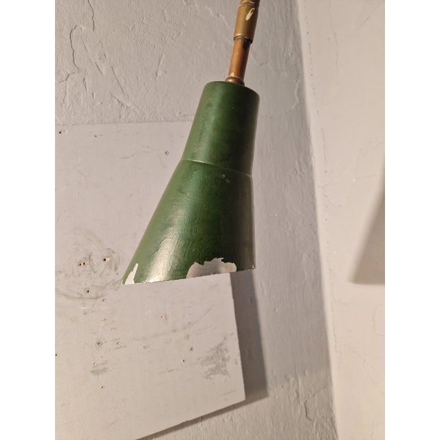 Osvaldo Borsani Brass Telescopic Floor Lamp with White Shade and Cone by Osvaldo Borsani, 1940s For Sale - Image 4 of 11