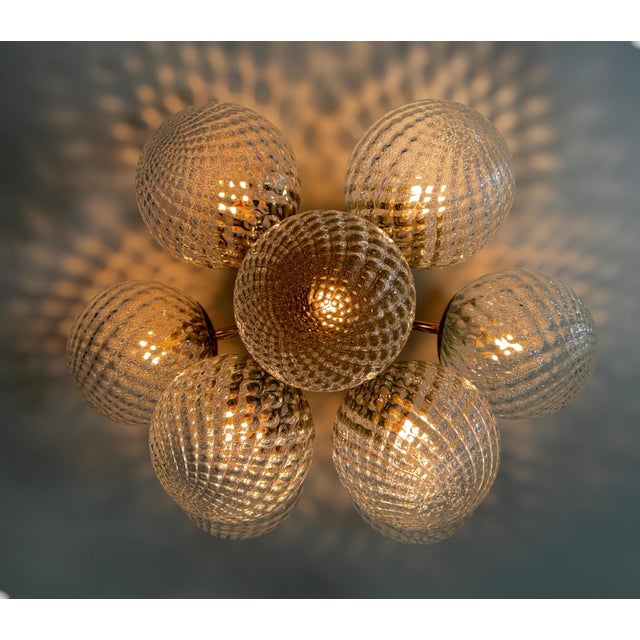 Brass 21st Century Camilia Polished Brass Clear Balloton Globe Flush Mount by Fabio LTD For Sale - Image 8 of 8