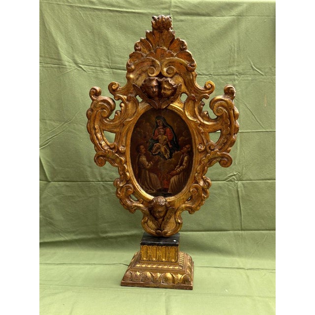 Antique Spanish Processional Reliquaries with Double-Sided Paintings, Set of 2 For Sale - Image 6 of 13