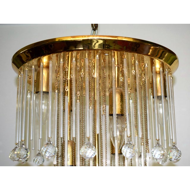 Mid-Century Modern Vintage Italian Brass and Crystal Ceiling Lamp, 1970s For Sale - Image 3 of 8