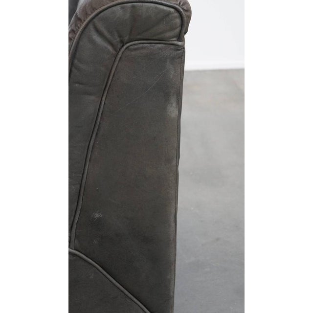 Vintage Gray Leather Sofa Elements and Ottoman, Set of 4 For Sale - Image 12 of 18