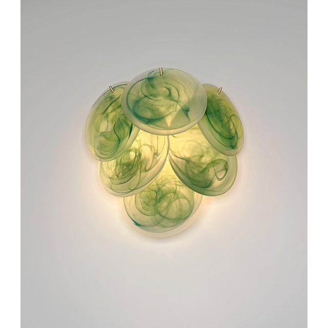 Glass Wall Sconces with Acid-Etched Alabaster Glass Discs, 1990s, Set of 2 For Sale - Image 12 of 15