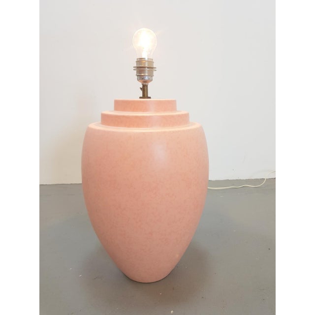 1970s Large Pink Ceramic Table Lamp from Kostka, France, 1970s For Sale - Image 5 of 9