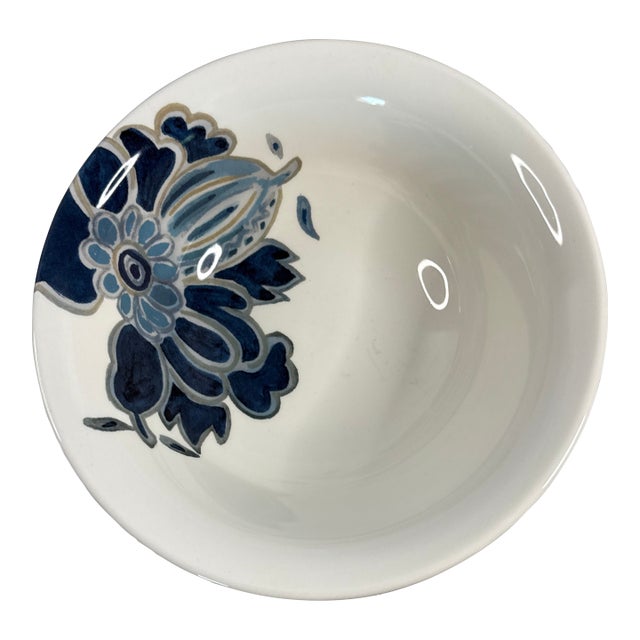 Gien “Indigo” Blue & White Floral Cereal Bowl 7” France For Sale