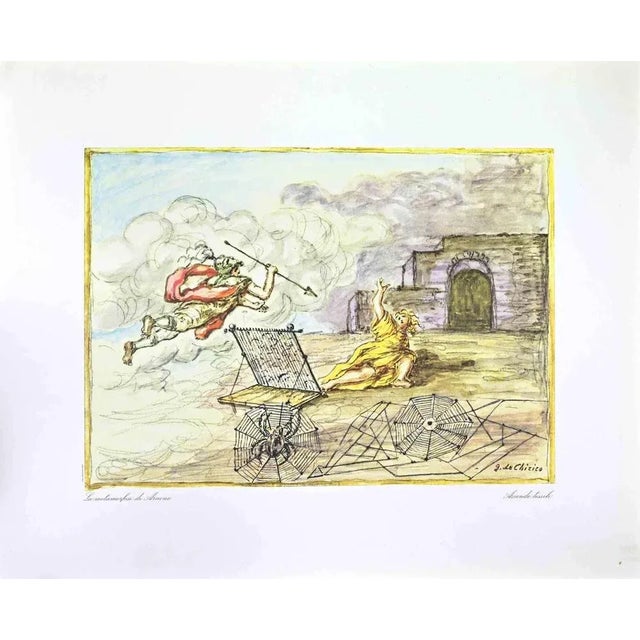 Vintage offset print realized after a watercolor by Giorgio de Chirico in 1962. from the rare portfolio "Greek Mythology"...
