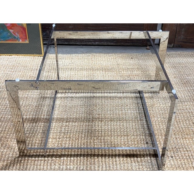Vladimir Kagan Vintage Modern Chrome and Glass Coffee Table For Sale - Image 4 of 8