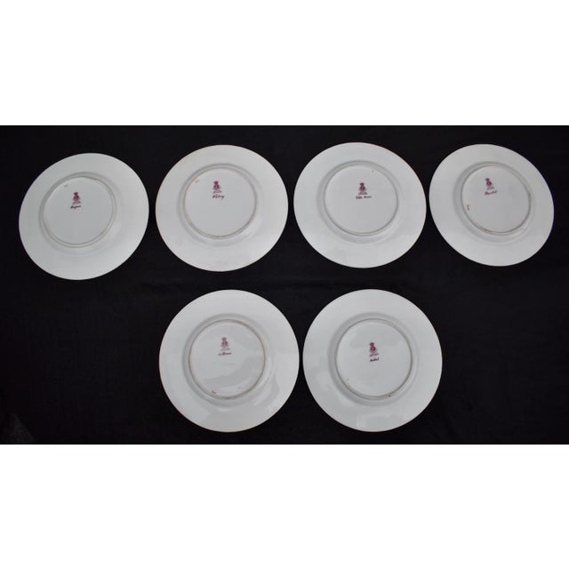 Set of 6 Antique Minton for Tiffany Hand Painted Fish Cabinet Plates Gold Rim For Sale - Image 12 of 18
