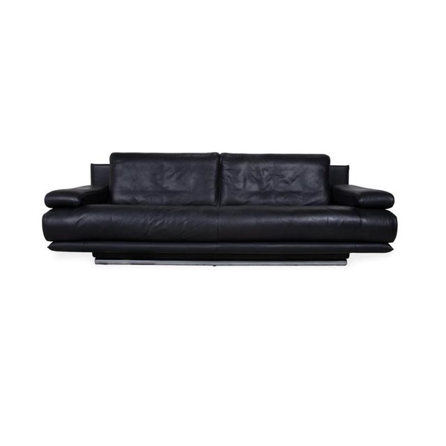 Rolf Benz 6500 Three-Seater Leather Sofa Black Couch Manual Function For Sale - Image 14 of 14