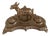 Atypical Writing Desk Set with Double Inkwells in Patinated Gilt Metal, 1890s-1910s For Sale