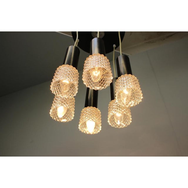 Mid-Century Modern Czechoslovak Glass 5-Light Pendant, 1970s For Sale - Image 15 of 16
