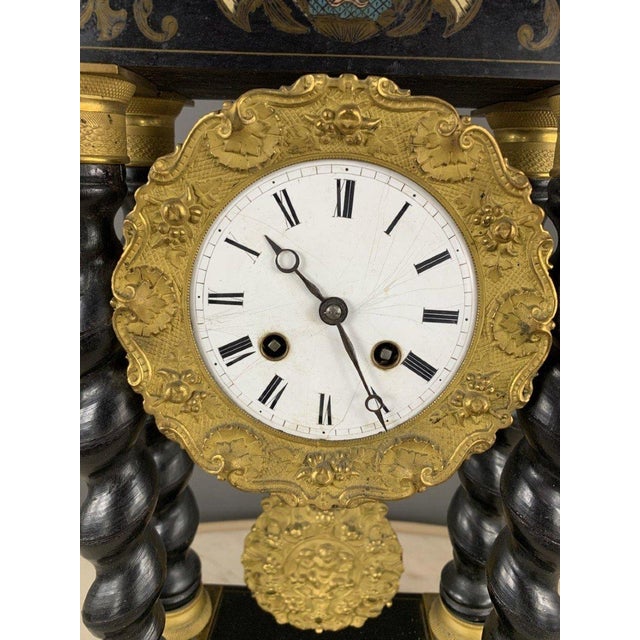 19th Century 19th Century Napoleon III Clock in Wood and Brass For Sale - Image 5 of 8