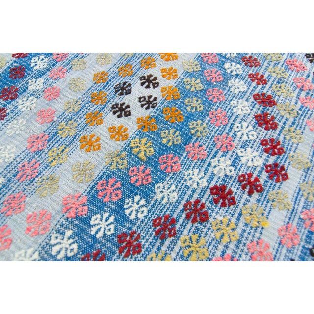 Blue 1960s Cecim Handwoven Kilim Rug For Sale - Image 8 of 11