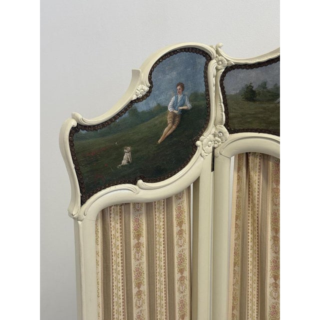 Antique Three-Panel Folding Screen, 1880s For Sale - Image 4 of 14